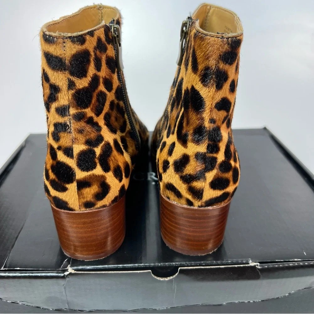 J. Crew Factory Walker Calf Hair Bootie in Leopard Print-like new